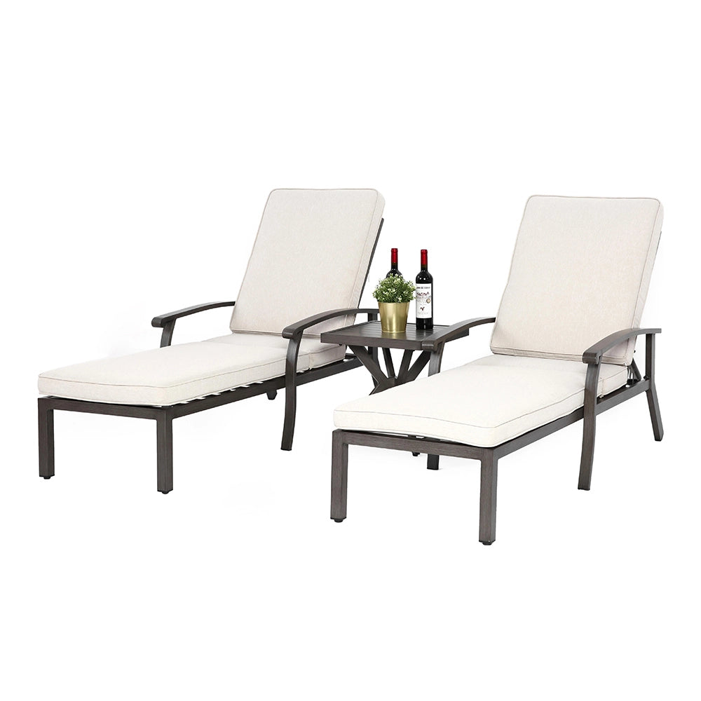 Chaise longue patio inclinabile - Xylo - Cuscino impermeabile beige