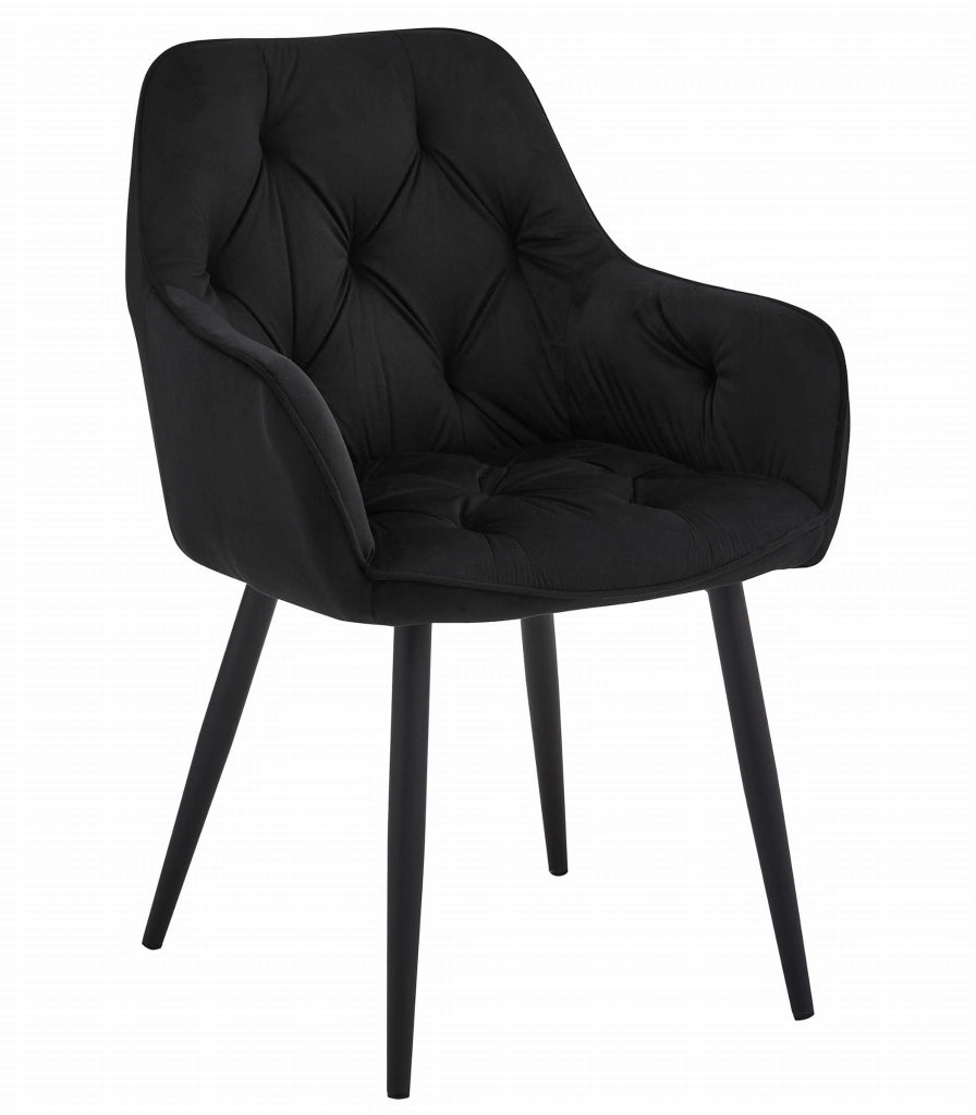 Sedie da pranzo Valora LUKK - Velluto nero con gambe nere x 2