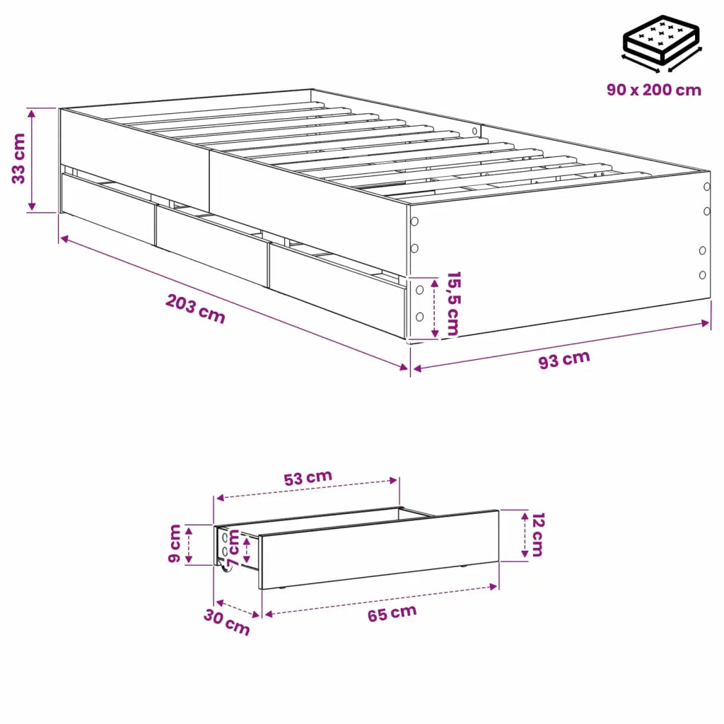 Telaio del letto con storage Rovere Artigianale 90 x 200 cm 3445765