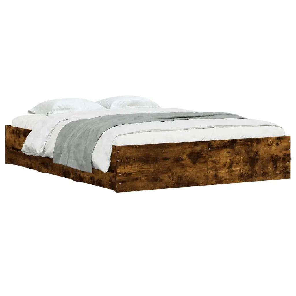 Giroletto con Cassetti Rovere Fumo 140x190 cm Legno Multistrato 3207305