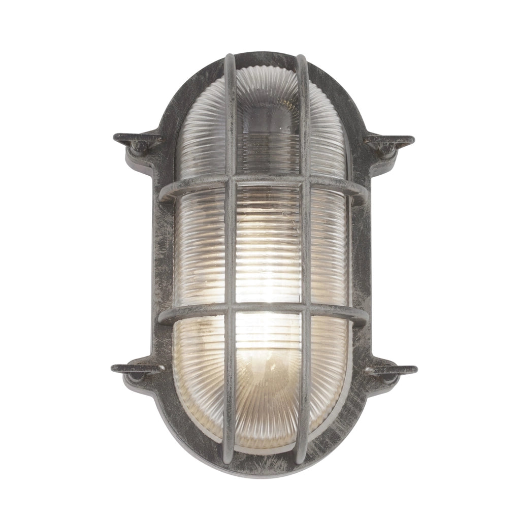 Plafoniera Esterno Vintage - Decò Paratia Alluminio Nero Trasparente 1 Luce E27