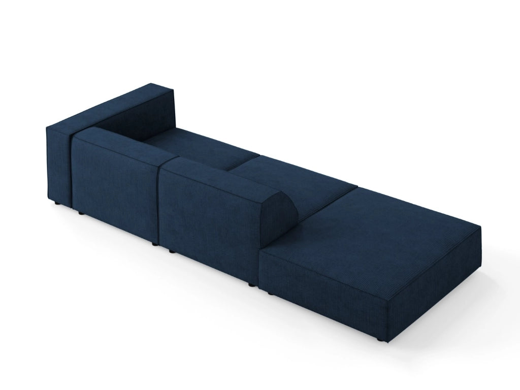 Cosmopolitan Design - Divano sinistro "Arendal" 4 posti in ciniglia con effetto a coste blu reale 