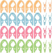Pacco di 20 appigli per bagagli, clip opvoluti in plastica con 16 clip, appigli per bagagli portatili, pieghevoli, adatti per escursioni all'aperto (4 colori)
