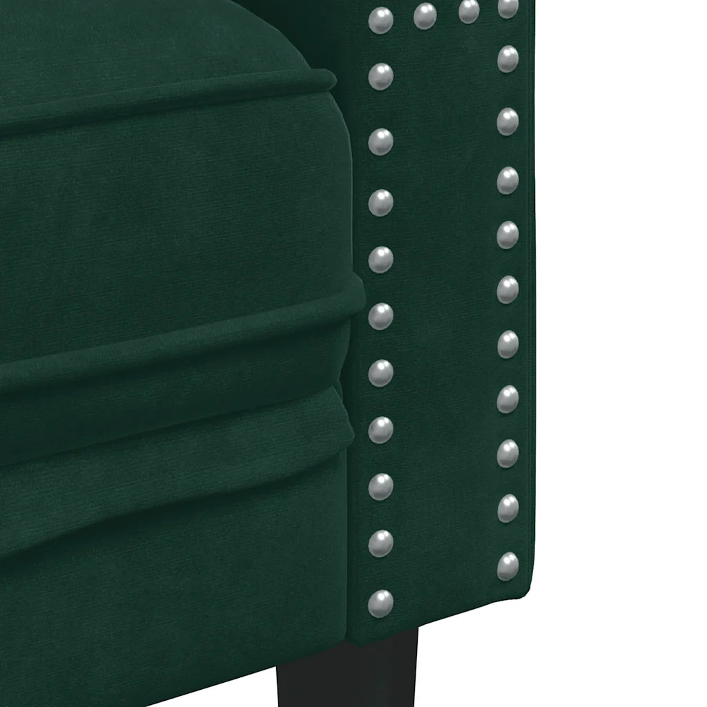 Divano Chesterfield con Rinforzi 2 Posti Verde Scuro in Velluto 372685