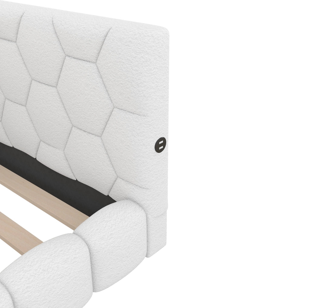 LETTO DAYBED 90x200 cm Bianco in Vliesimitat e MDF con LED, USB e Tipo-C