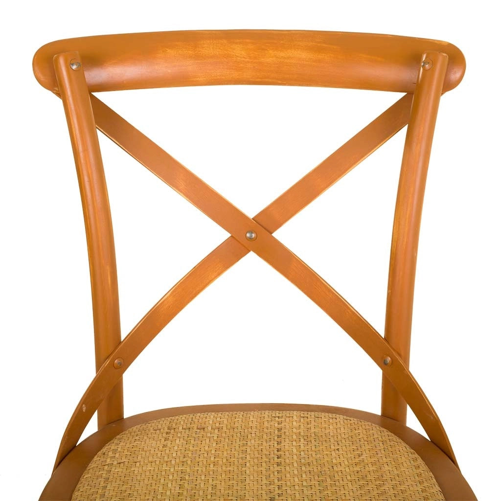 Sedia in legno e seduta in rattan marrone 44x42x46/88h