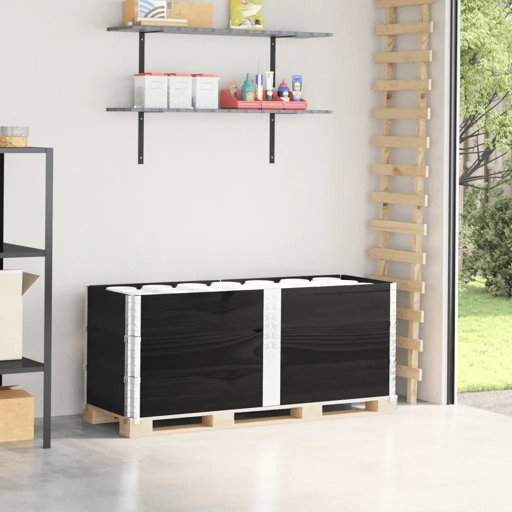 Paretali per Pallet 3 pz Neri 150x50cm Legno Massello di Pino CFW1943456