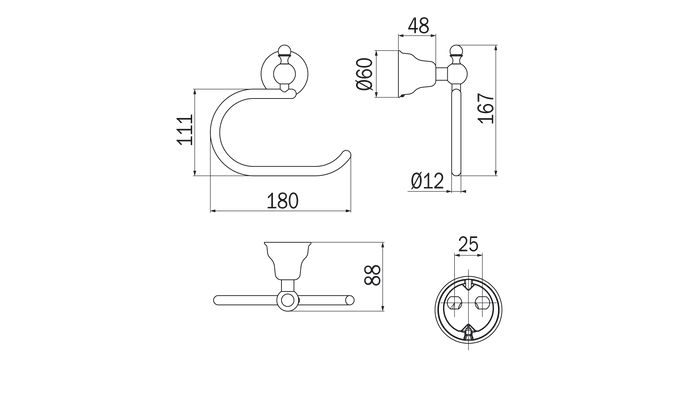 Portarotolo curvo Raffaella - Inda