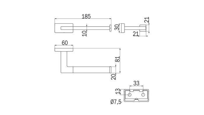 Portarotolo destro Inda serie Lea Finitura:: Nickel Spazzolato