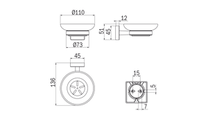 Portasapone a parete cromo - serie Forum Quadra - Inda