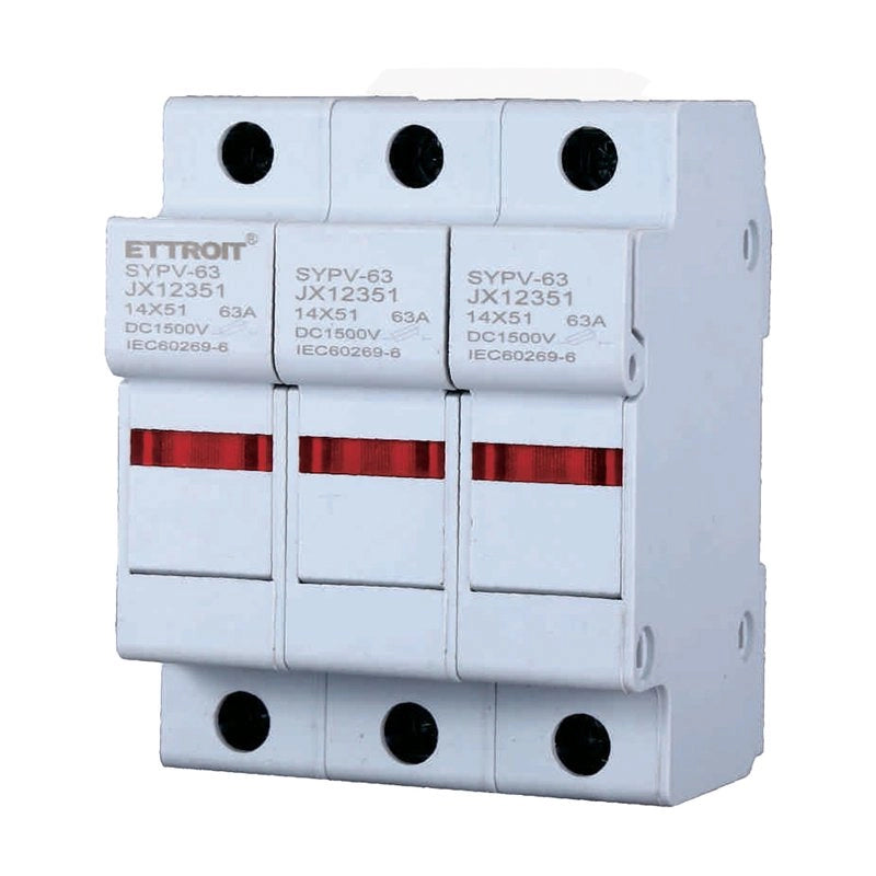 Portafusibile Modulare DC Fotovoltaico 3P 3M D14X51mm 63A DC 1000V IP20 IEC60269-6