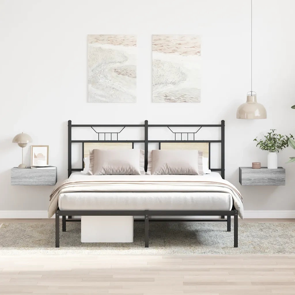 Comodini Pensili Grigio Sonoma 2pz-Set di 2 Tavolino da notte 40x30x15cm Legno Multistrato