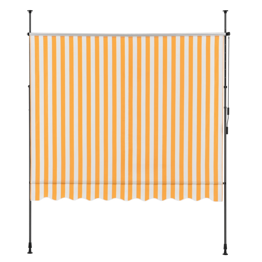 Tenda da Sole a Muro con Pali di Supporto Telescopici Parasole 200 x 120 cm (LxP) Giallo-Bianco pro.tec