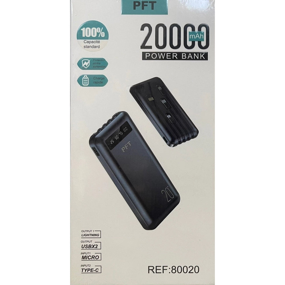 Trade Shop - Power Bank Portatile Di Grande Capacità 20000 Mah Ricarica Rapida Leggero Display A Led -