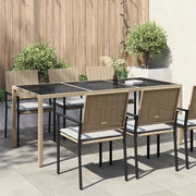 Tavolo Giardino Beige 190x90x75 cm Vetro Temperato Polyrattan 316717