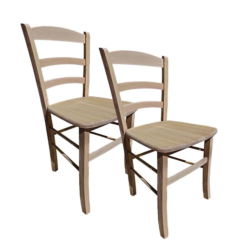 SEDIA IN LEGNO COLORE GREZZO 44X42X87 CM CM MODELLO PAESANA CON SEDUTA COMPATTA IN LEGNO MASSELLO SCHIENALE ALTO - 2PZ