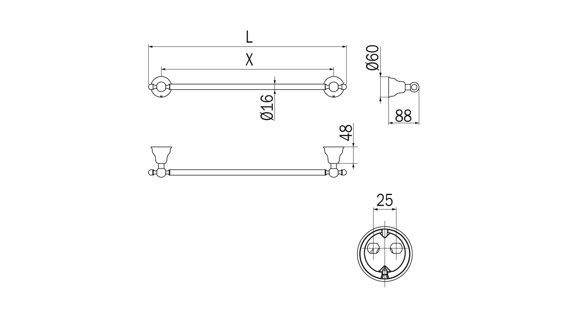 Portasalviette cromo Raffaella - Inda Finitura:: Cromo, Misure:: 65 cm