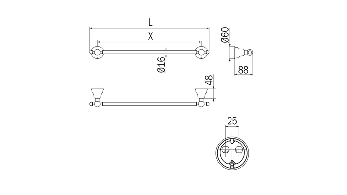 Portasalviette cromo Raffaella - Inda Finitura:: Cromo, Misure:: 50 cm