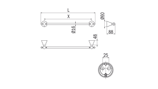 Portasalviette cromo Raffaella - Inda Misure:: 50 cm, Finitura:: Cromo