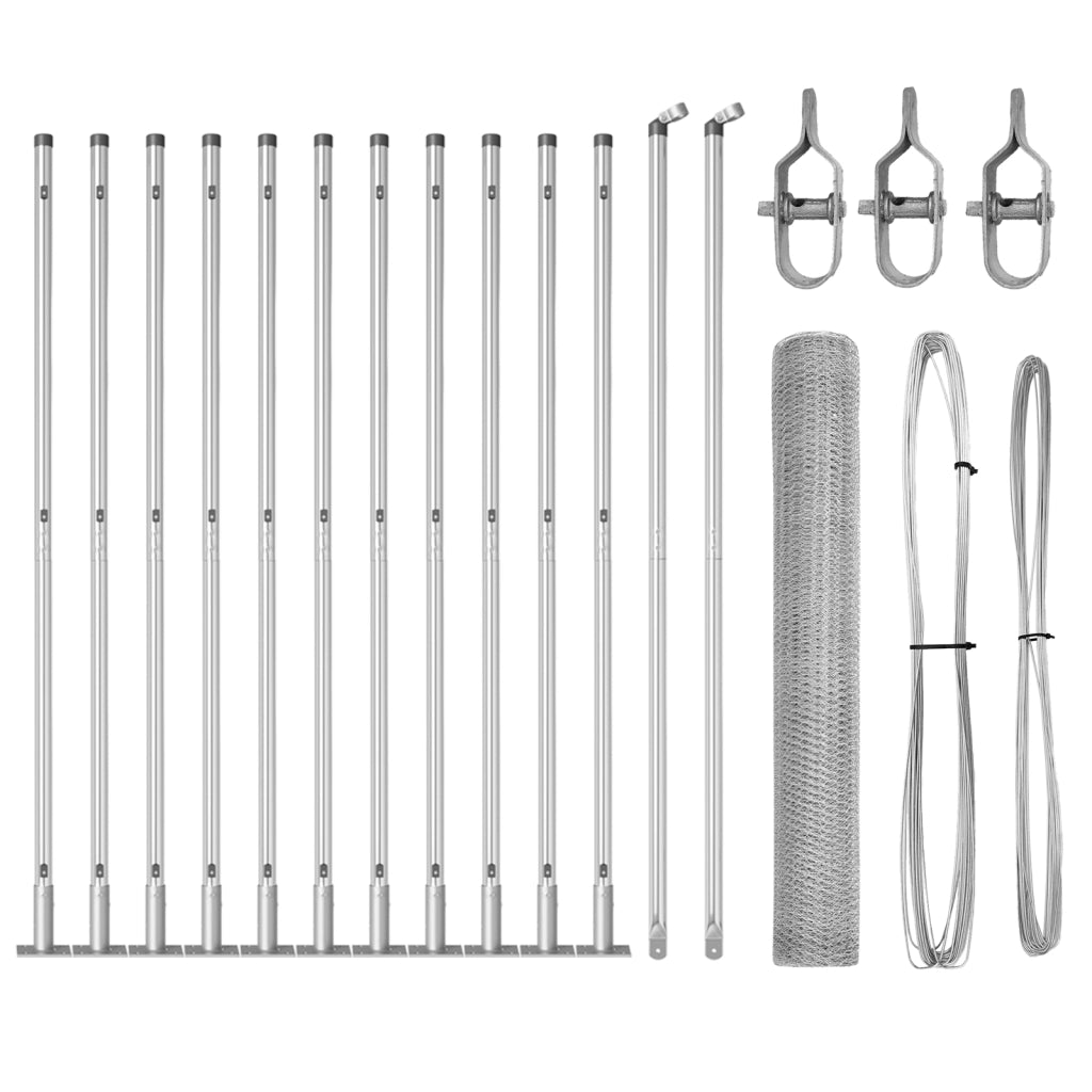 Set di Recinzione Set di 2 Acciaio Zincato 25 x 1.2 m Durevole