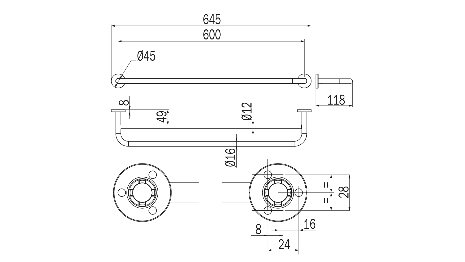 Portasalviette doppio serie One - Inda Finitura:: Cromo