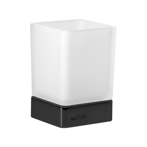 Portabicchiere da appoggio con bicchiere - serie Divo - Inda Finitura:: Nero Opaco