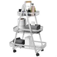 Carrello Estetista Multiuso con Ruote Carrellino Bianco con 3 Ripiani 57x31x83cm