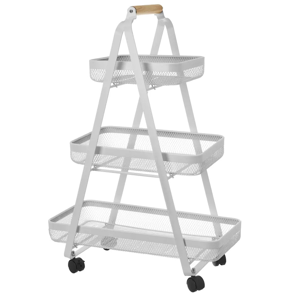 Carrello Estetista Multiuso con Ruote Carrellino Bianco con 3 Ripiani 57x31x83cm