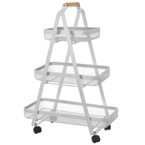 Carrello Estetista Multiuso con Ruote Carrellino Bianco con 3 Ripiani 57x31x83cm