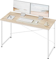 Scrivania per Computer Piccola, 140x60 cm, Struttura in Metallo, per Ufficio Casa Studio Camera da Letto, in Materiale a Base di Legno, Rovere Chiaro