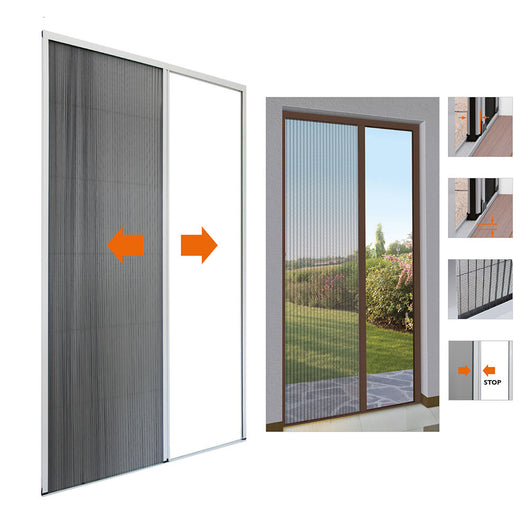 Zanzariera Plissettata Apertura Laterale Riducibile Alluminio per Porta Colore: Bianco Ral 9016, Formato: 150x240 mm