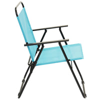 Set da Pranzo 6 Pezzi per Giardino con Ombrellone e 4 Sedie Pieghevoli Celeste