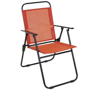 Set da Pranzo 6 Pezzi per Giardino Patio con Ombrellone 4 Sedie Pieghevoli Rosso