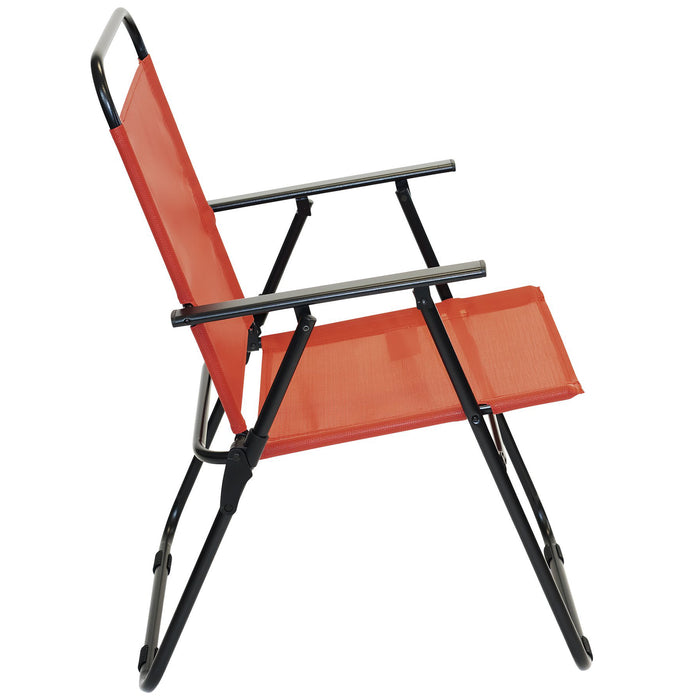 Set da Pranzo 6 Pezzi per Giardino Patio con Ombrellone 4 Sedie Pieghevoli Rosso