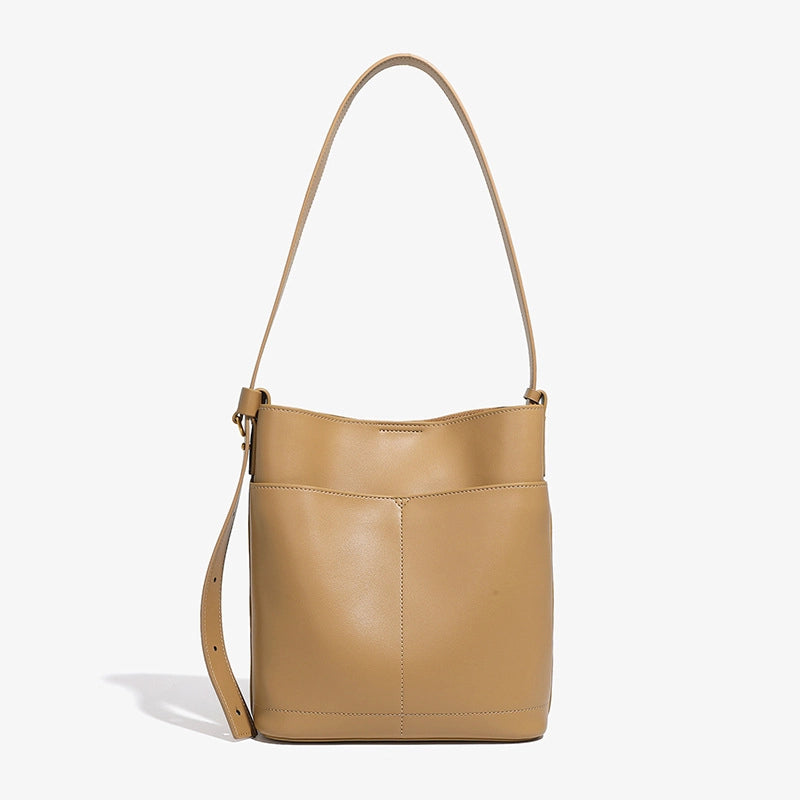 Borsa a tracolla da donna in vera pelle, ideale per viaggi e viaggi, colore bronzo.
