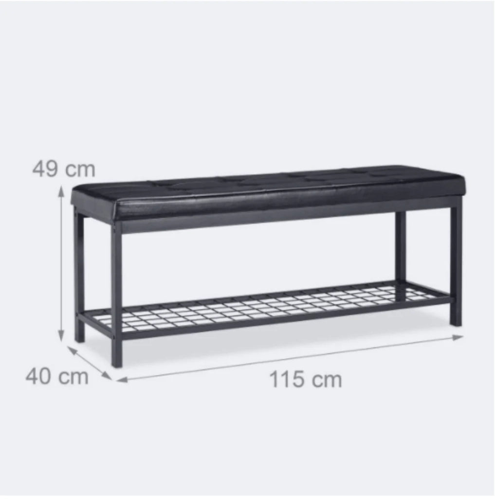 Panca portascarpe aperta materiale sintetico supporto in rete metallica 115 cm nero 13_0000367_2