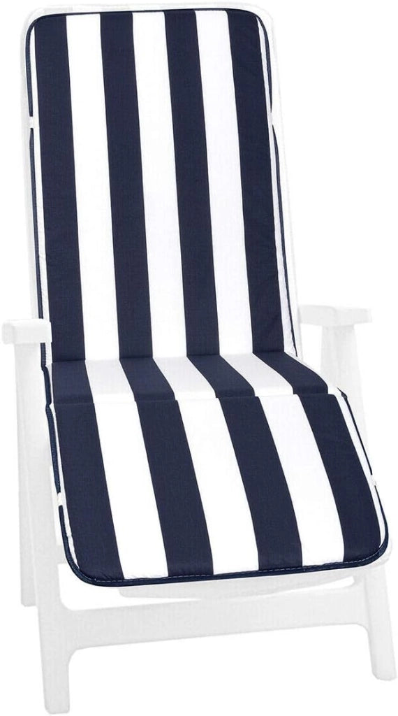 Cuscino Sdraio Poltrona Morbido A Righe Copri Lettino Prendisole Pieghevole Made In Italy Blu