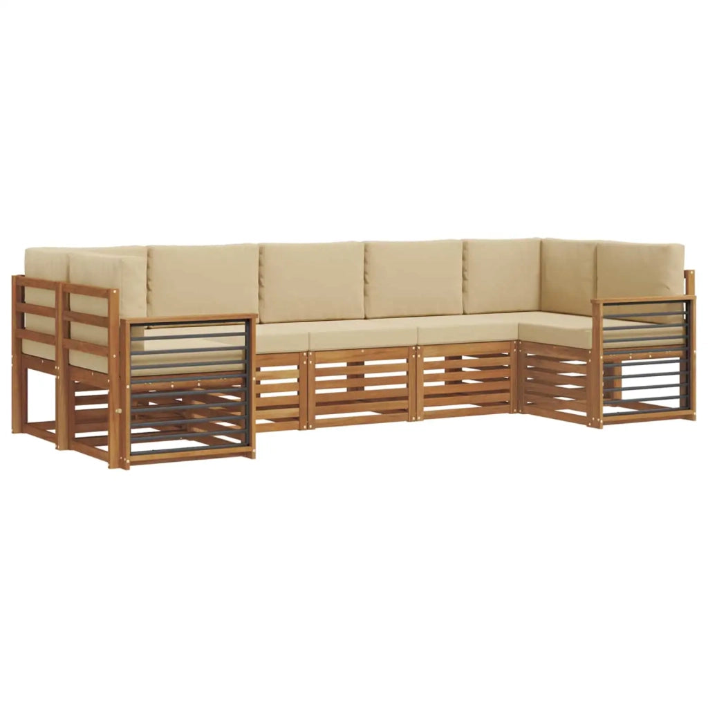 Set divano sezionale con cuscino 7 pcs Naturale e Beige 3375423