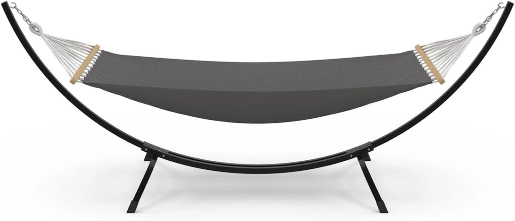Amaca XL con supporto in metallo nero e telo grigio antracite