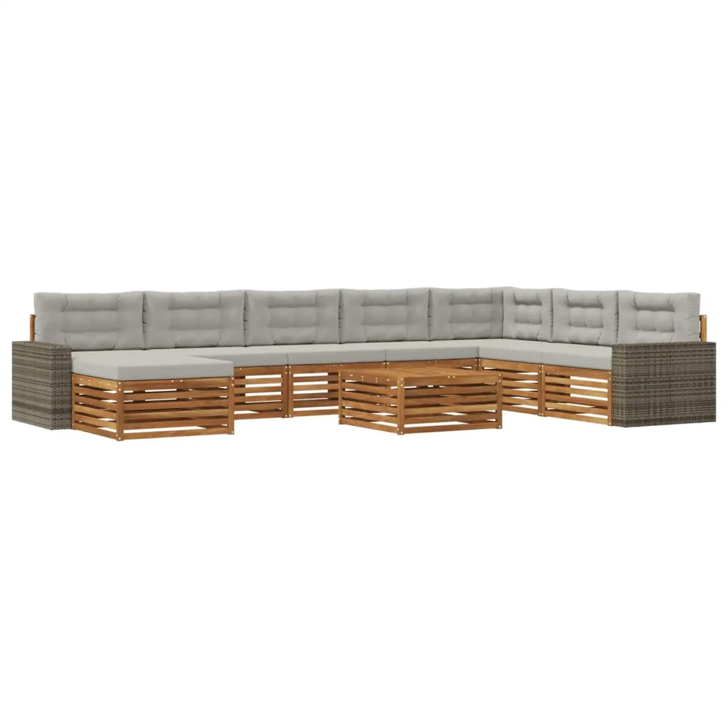 Set di divani da esterno 9 pz Naturale e Grigio Chiaro 3383759