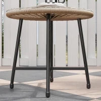 Set da Giardino 3 Pezzi in Rattan PE e Acciaio con 2 Sedie Ovali e Tavolino da Caffè, Nero e color Legno