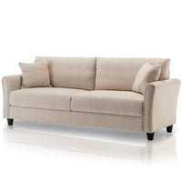 Divano 3 Posti con Rivestimento in Tessuto Beige Premium Sofa Relax 212x75x87 cm