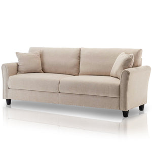 Divano 3 Posti con Rivestimento in Tessuto Beige Premium Sofa Relax 212x75x87 cm