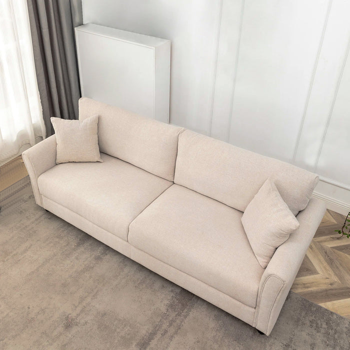 Divano 3 Posti con Rivestimento in Tessuto Beige Premium Sofa Relax 212x75x87 cm