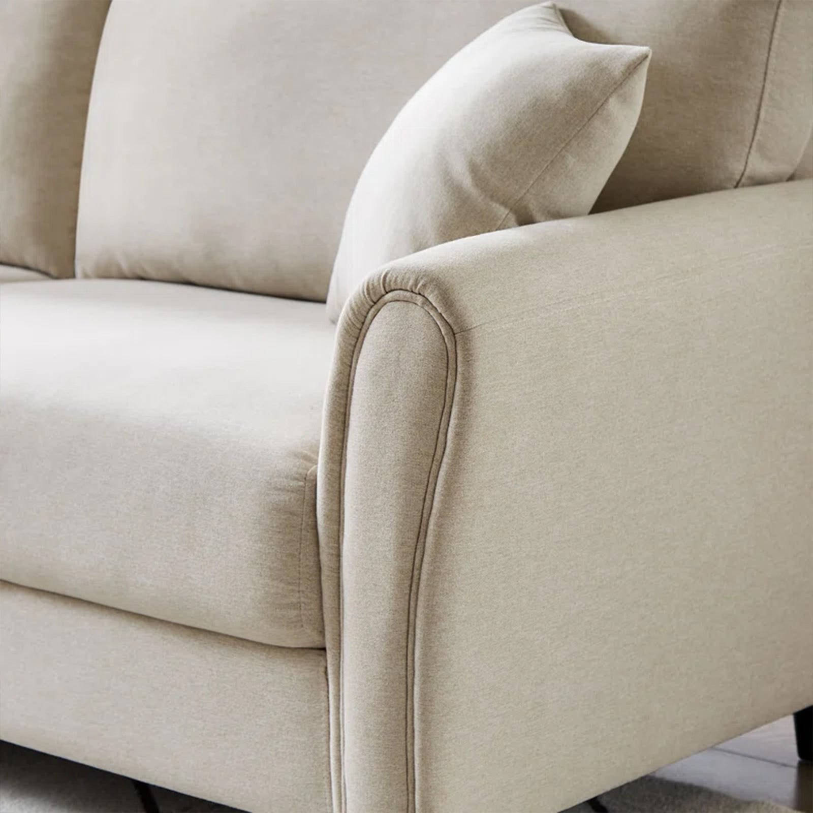 Divano 3 Posti con Rivestimento in Tessuto Beige Premium Sofa Relax 212x75x87 cm