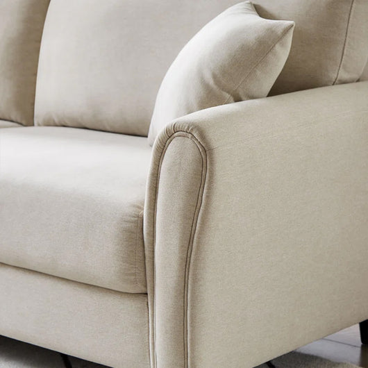 Divano 3 Posti con Rivestimento in Tessuto Beige Premium Sofa Relax 212x75x87 cm