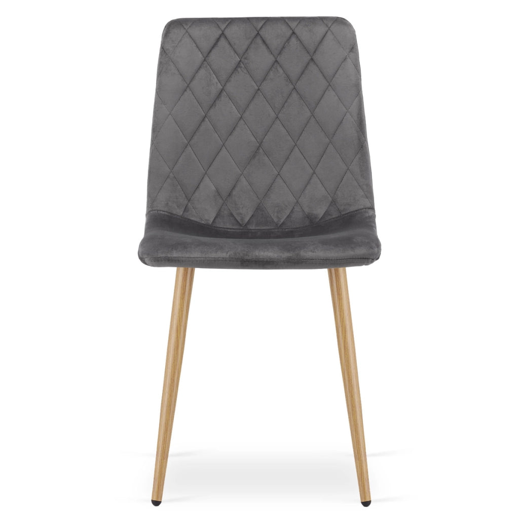 Sedia Turin in velluto grigio scuro con gambe effetto legno