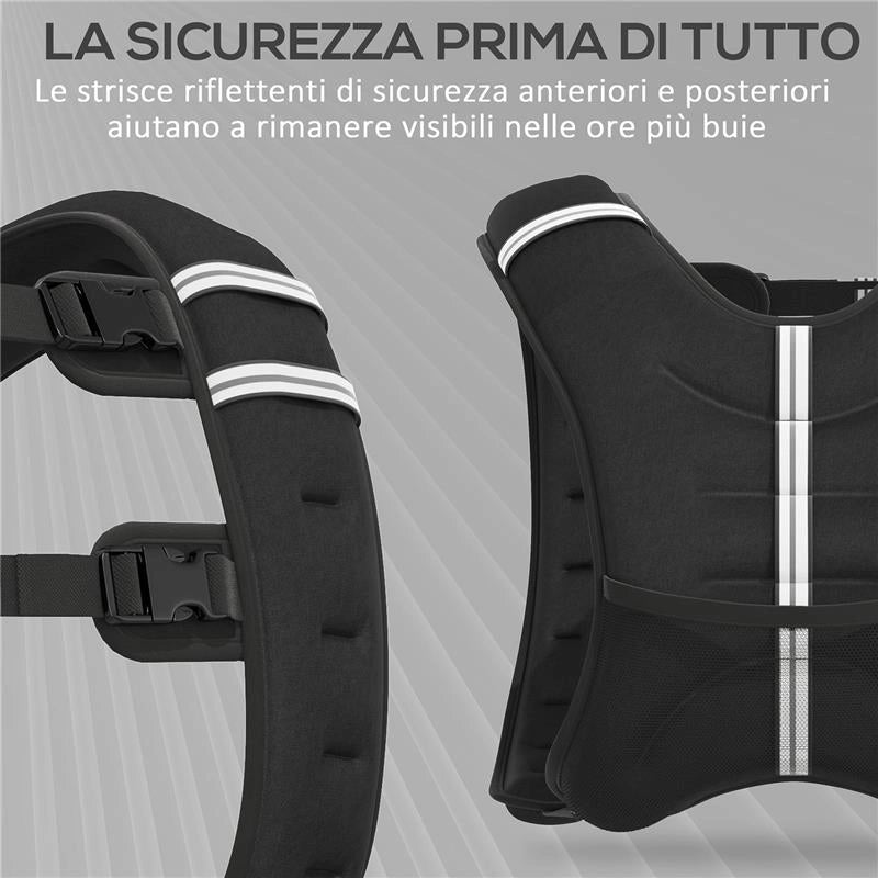 GIUBBOTTO ZAVORRATO 8KG TRASPIRANTE CON TASCA PORTAOGGETTI E SPALLACCI, IN TESSUTO OXFORD, 40X35 CM, NERO