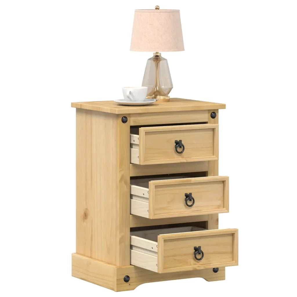 Comodino Corona 45x35x64 cm in Legno Massello di Pino 4005656