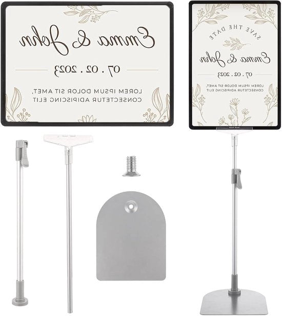 Standaard periferica adattabile per uso all'aperto con supporto poster in nero - altezza 38-65 cm
